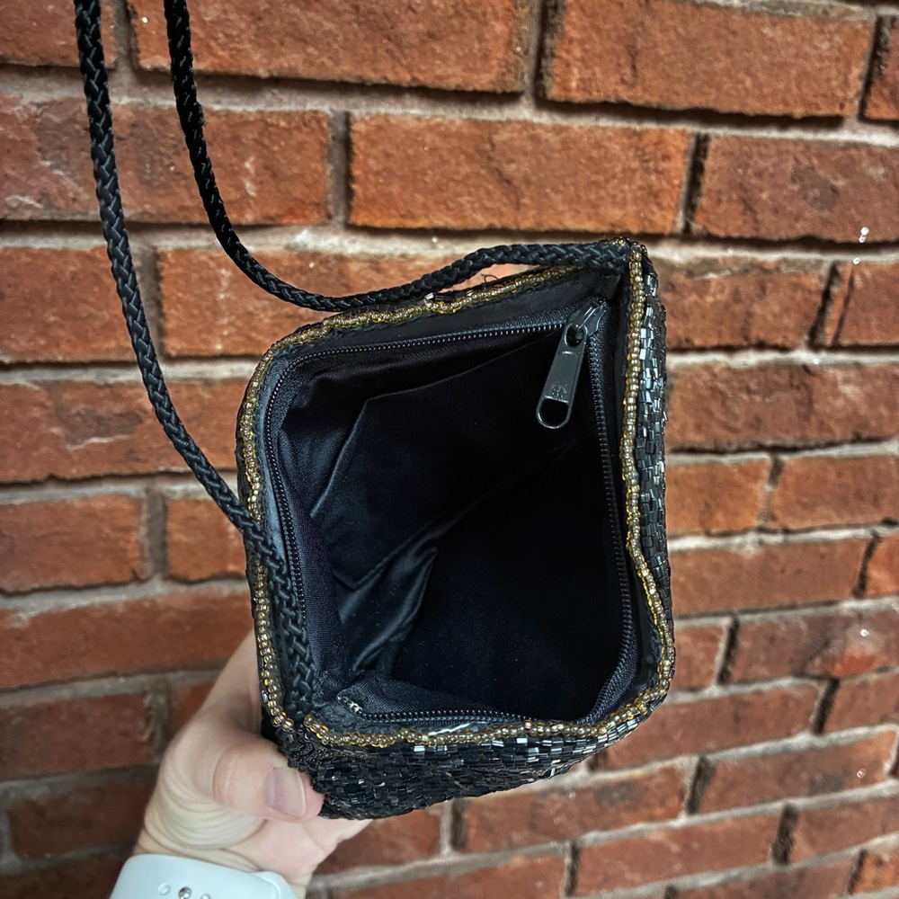 Henry Birks Vintage Beaded Evening Bag Black Hand-Beaded Purse Formal Cocktail - Picture 11 of 16